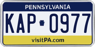 PA license plate KAP0977