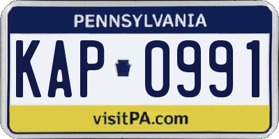 PA license plate KAP0991
