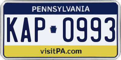 PA license plate KAP0993