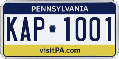 PA license plate KAP1001