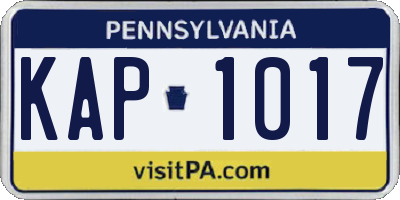PA license plate KAP1017