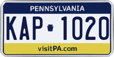 PA license plate KAP1020
