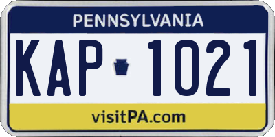 PA license plate KAP1021