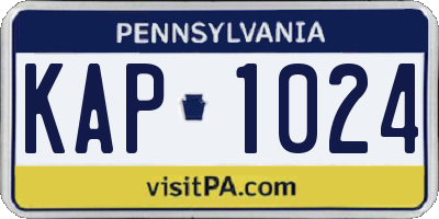 PA license plate KAP1024