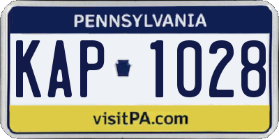 PA license plate KAP1028
