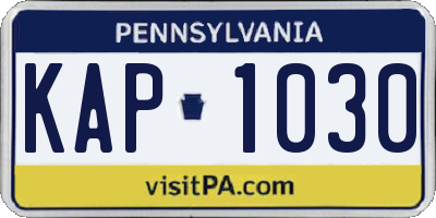 PA license plate KAP1030