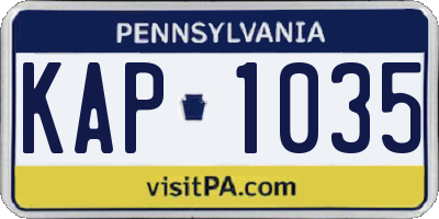 PA license plate KAP1035