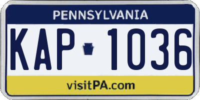 PA license plate KAP1036
