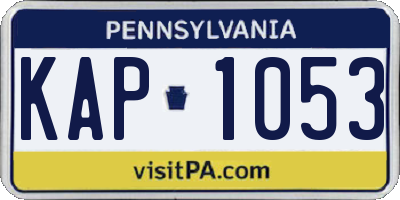 PA license plate KAP1053