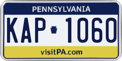 PA license plate KAP1060