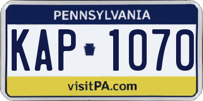 PA license plate KAP1070