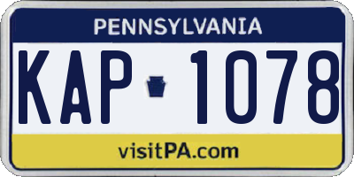 PA license plate KAP1078