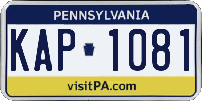 PA license plate KAP1081
