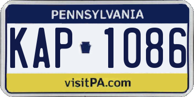 PA license plate KAP1086