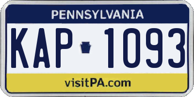 PA license plate KAP1093
