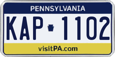 PA license plate KAP1102