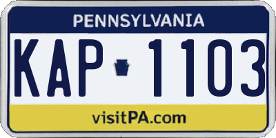 PA license plate KAP1103