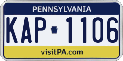 PA license plate KAP1106