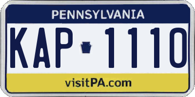 PA license plate KAP1110