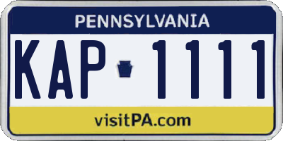 PA license plate KAP1111