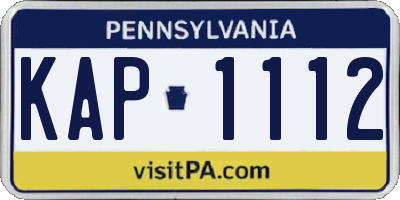 PA license plate KAP1112