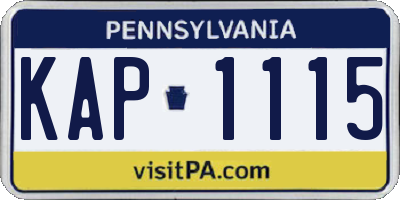 PA license plate KAP1115