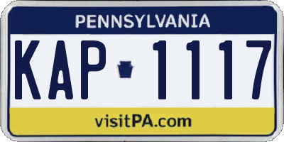 PA license plate KAP1117