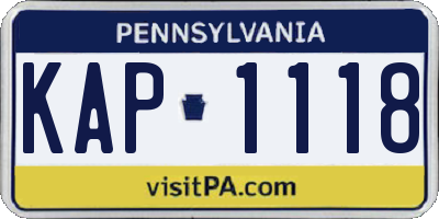 PA license plate KAP1118