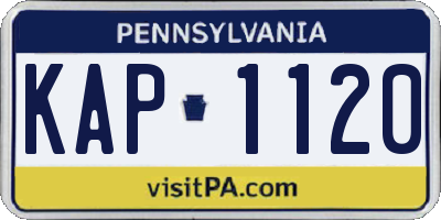 PA license plate KAP1120