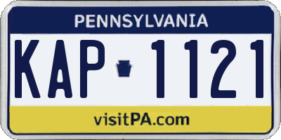 PA license plate KAP1121