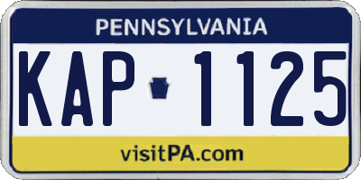 PA license plate KAP1125