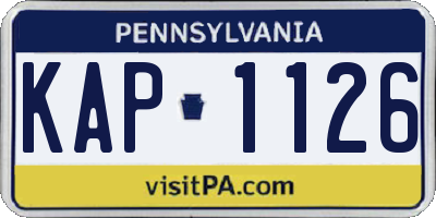PA license plate KAP1126