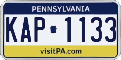 PA license plate KAP1133