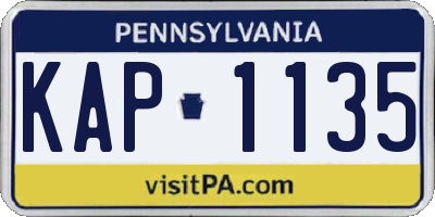 PA license plate KAP1135