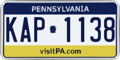 PA license plate KAP1138