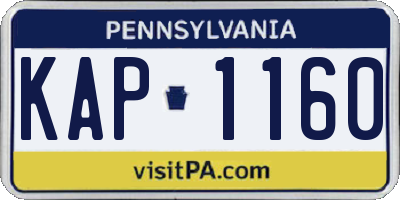 PA license plate KAP1160