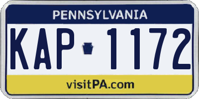 PA license plate KAP1172