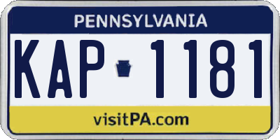 PA license plate KAP1181