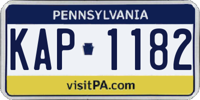 PA license plate KAP1182