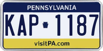 PA license plate KAP1187