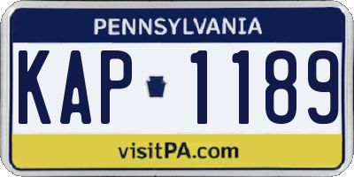 PA license plate KAP1189