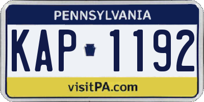 PA license plate KAP1192