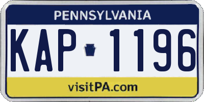 PA license plate KAP1196
