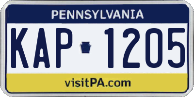PA license plate KAP1205