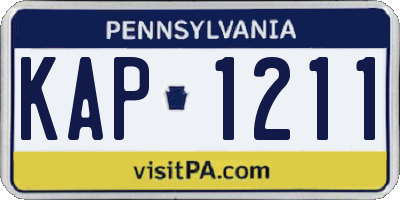 PA license plate KAP1211