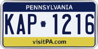 PA license plate KAP1216