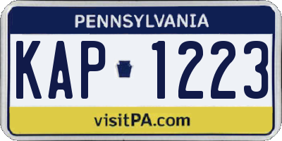 PA license plate KAP1223