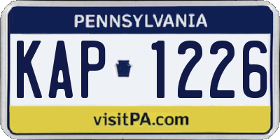 PA license plate KAP1226