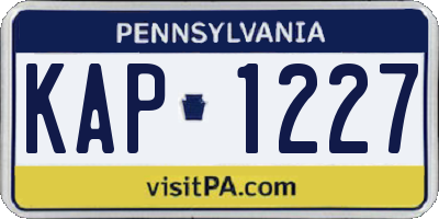 PA license plate KAP1227