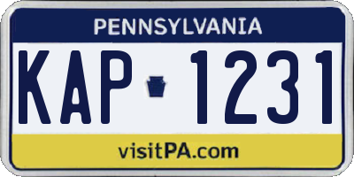 PA license plate KAP1231